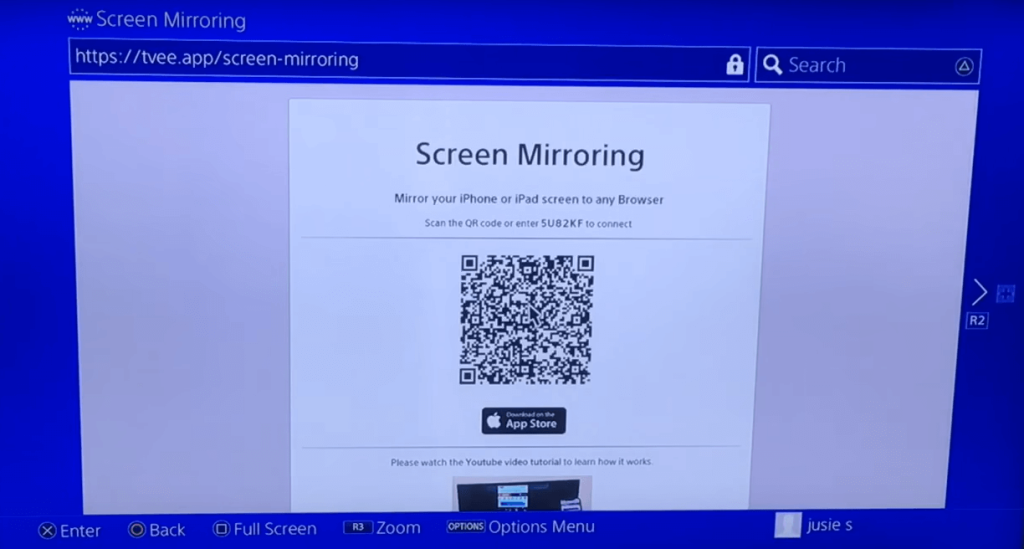 scan the QR code shown on your PlayStation 4 screen