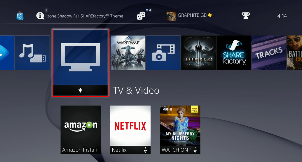 navigate to the TV & Video tab from the home page