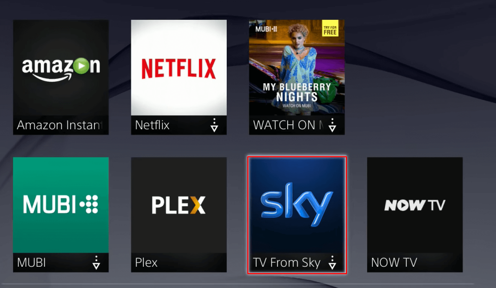 select the TV From the Sky tile