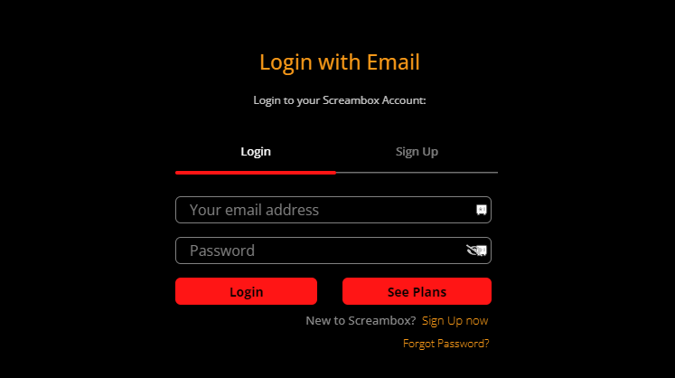 Log in to Screambox