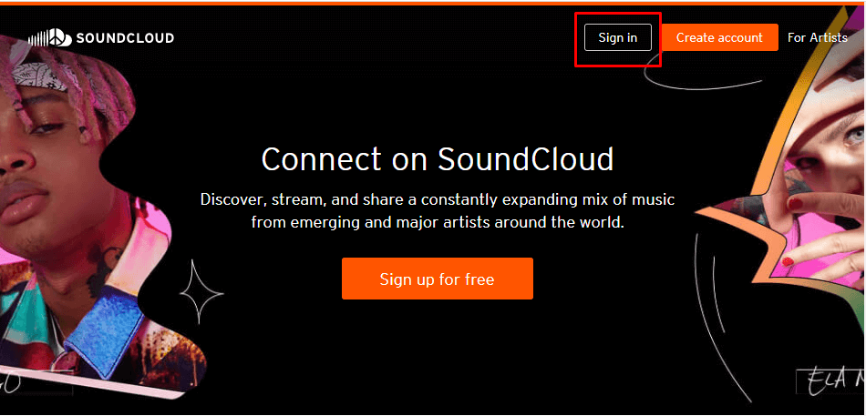 sign in to your account using SoundCloud login credentials.