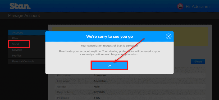 Cancel Stan Sport Free Trial