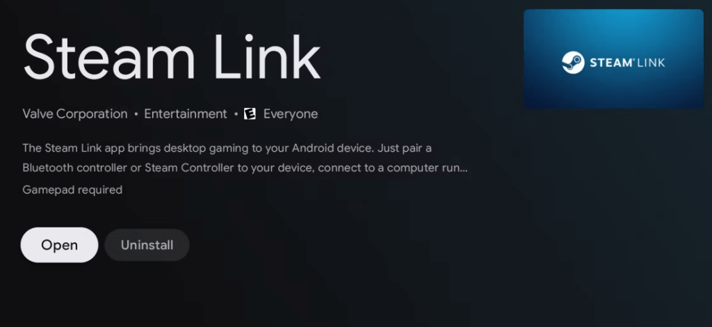 Open Steam Link on Nvidia Shield