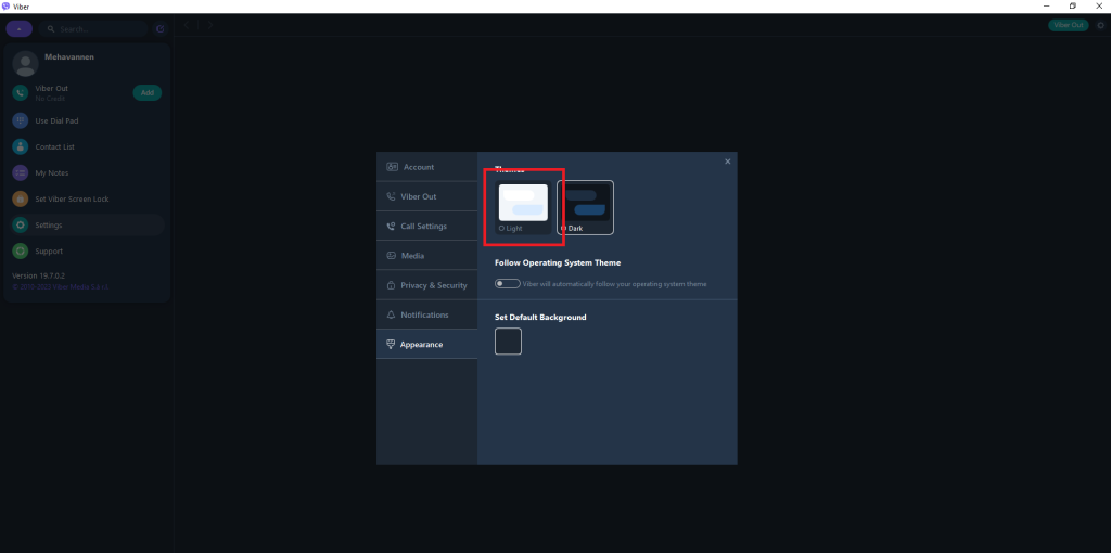Light theme on Viber