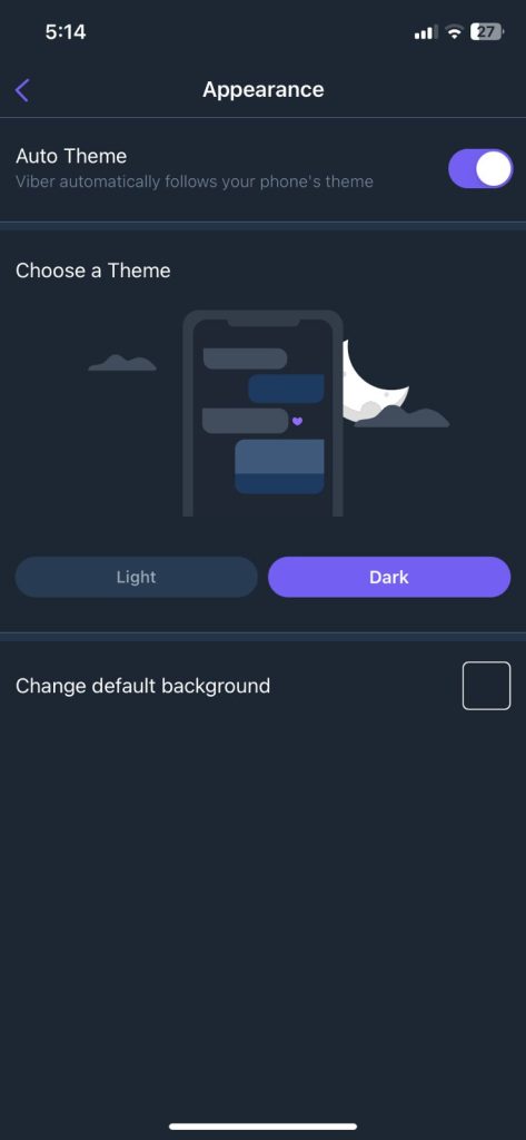 Viber app dark mode