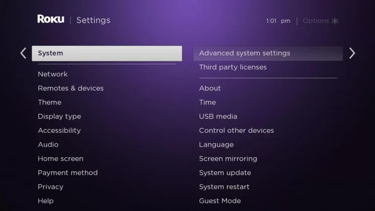 Select the Settings → System → Advanced system settings