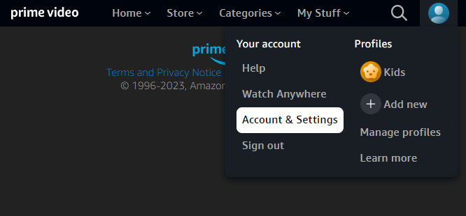 Click Account & Settings 