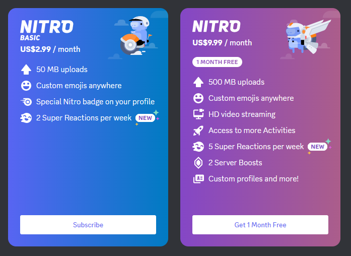 Click Get 1 Month Free to get Discord Nitro free trial