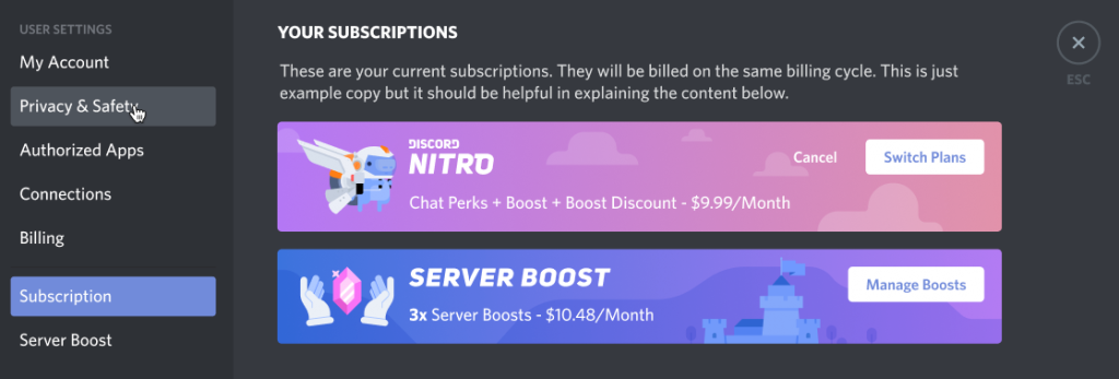 Click Cancel to end the Discord Nitro free trial