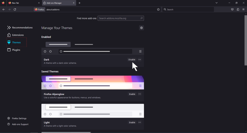 Firefox dark mode - Themes