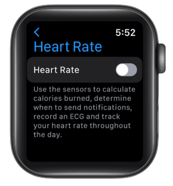 Disable Heart Rate to turn off green light on Apple Watch 