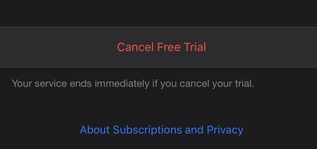 Click Cancel Free Trial/Cancel Subscription