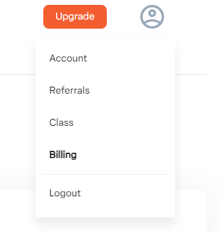 Select Billing to cancel Numerade subscription