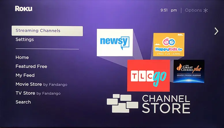 Click Streaming Channels on TCL Roku TV