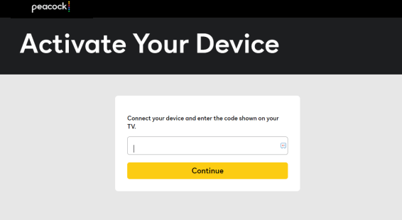 Enter the activation code to stream Peacock on Samsung TV
