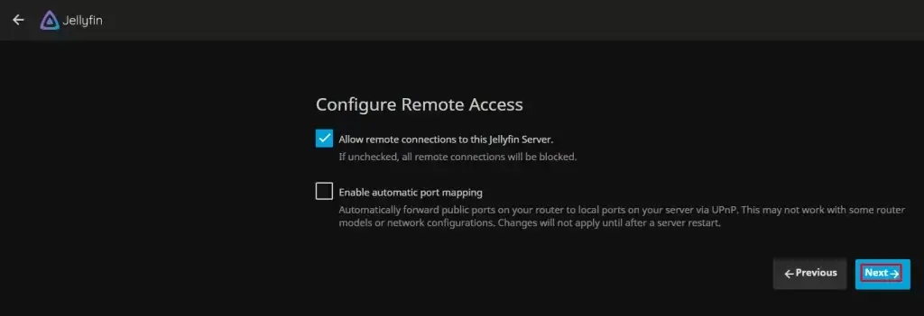 Click on the checkboxes to allow remote access.