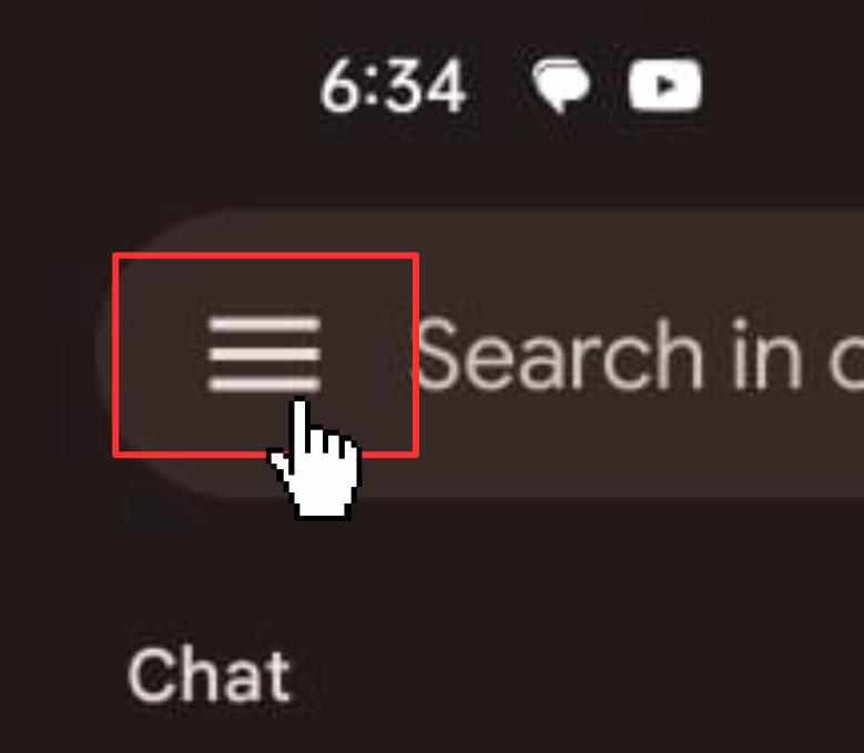 Tap on three bar icon