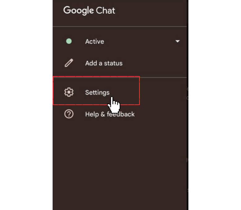 Click on the Settings option