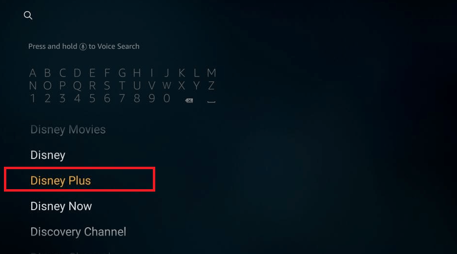 search for Disney Plus