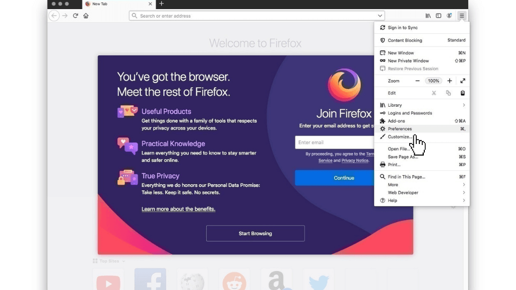 Firefox-dark-Mode-Click-on-the-customize-option