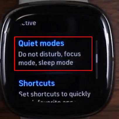Scroll down and tap on the Quiet Modes option