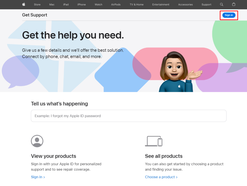 Sign in to the Apple support page.