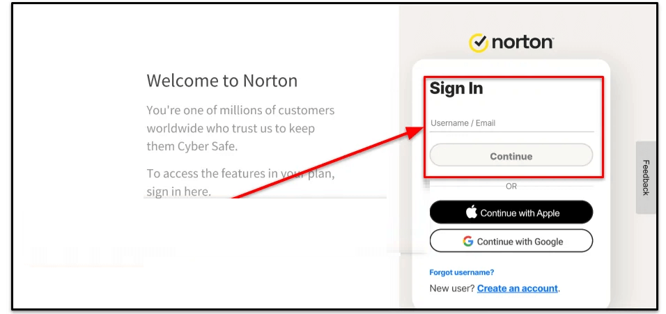 sign in to your Norton account