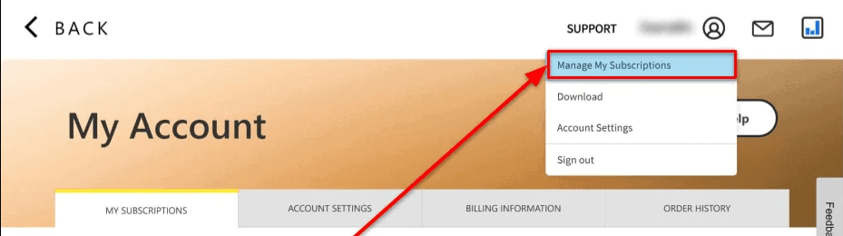 select the Manage My Subscriptions option.