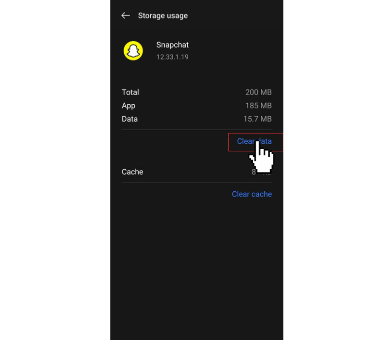 Restart Snapchat-click on clear data