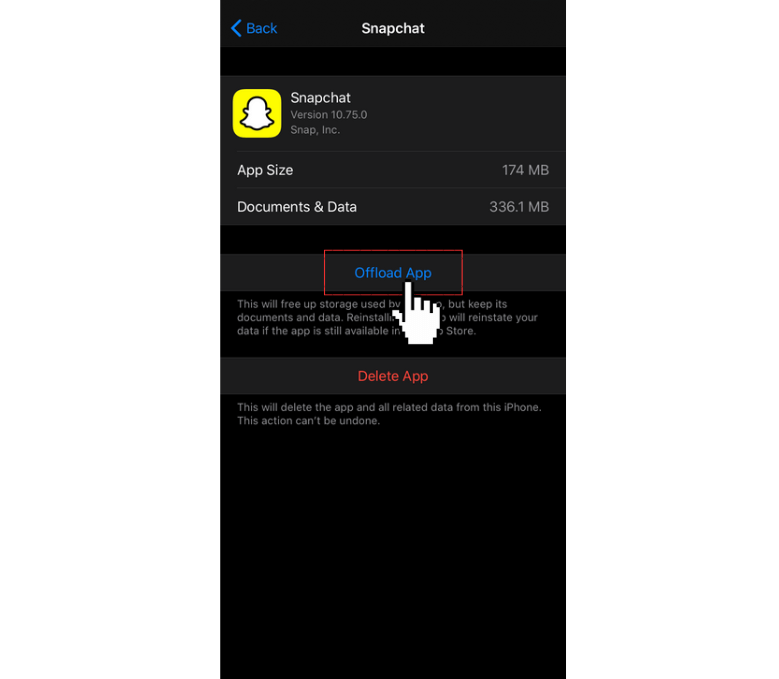 Restart Snapchat- click on Offload app