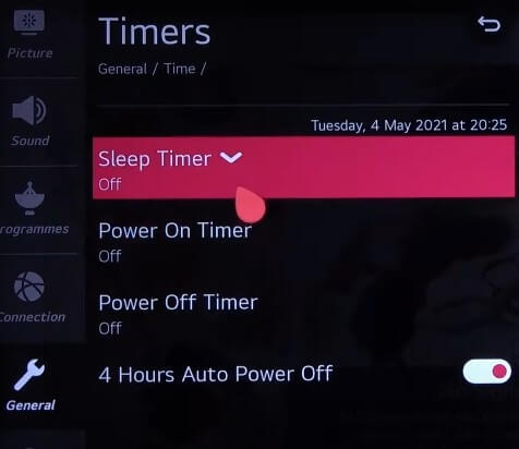 Turn off Sleep Timers if LG TV Keeps Turning Off