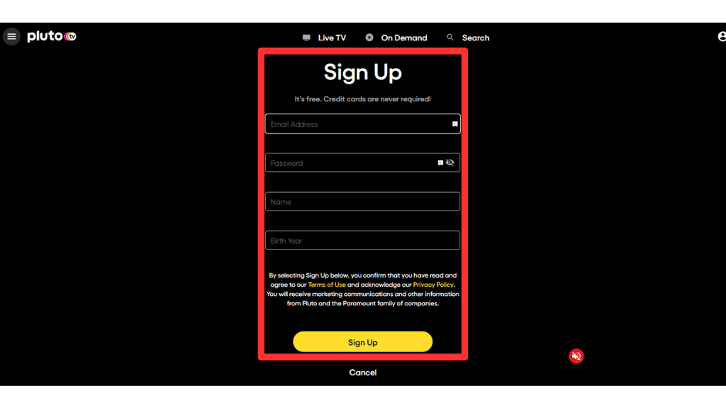 Sign Up for Pluto TV 