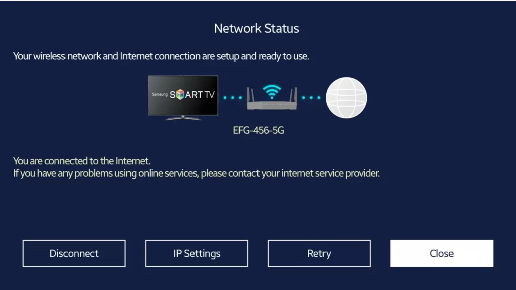 Check the Internet Connection if Samsung TV Plus not working
