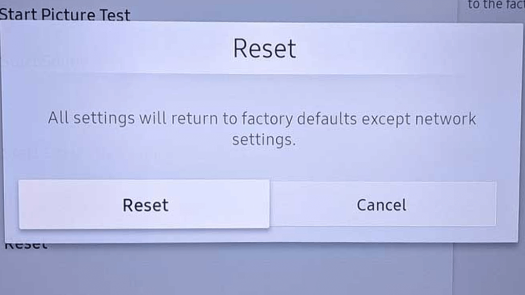 Reset Samsung TV if Samsung TV Plus not working