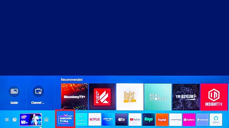 Choose the Samsung TV Plus app
