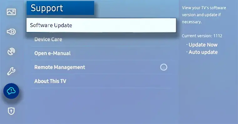 Update Samsung TV if Samsung TV Plus not working