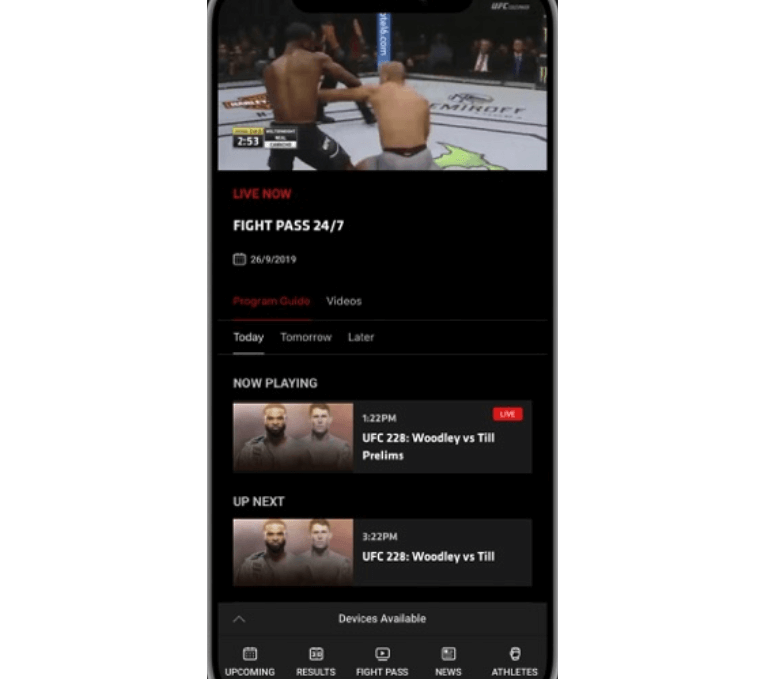 Play your favorite video on UFC application