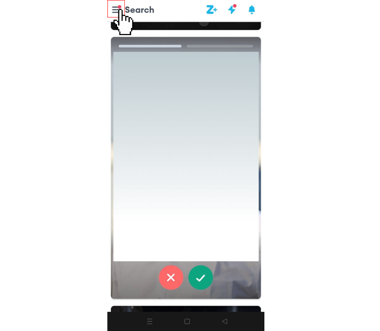 Zoosk seniors free trial- Tap on hamburger icon