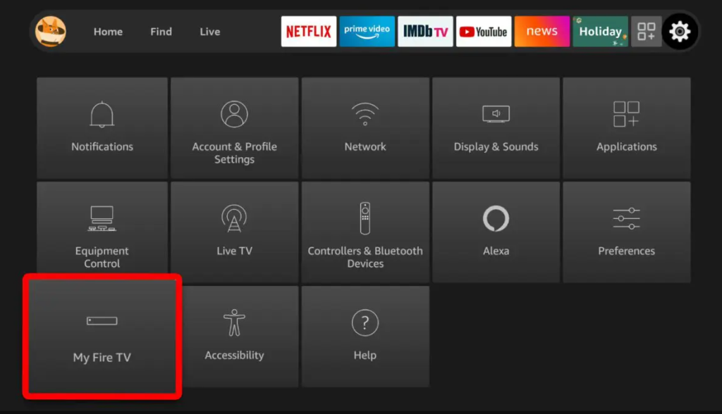 Click on My Fire TV option.