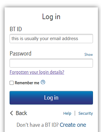 Log in BT Sport.