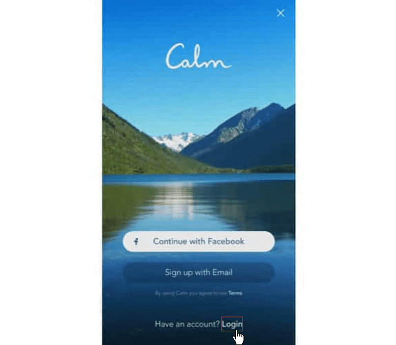 cancel-calm-subscription-login page of calm App