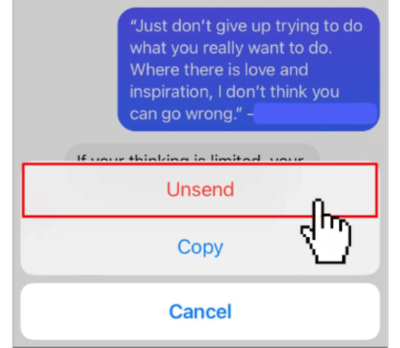tap on the Unsend button on the pop up to Delete Messages on Messenger