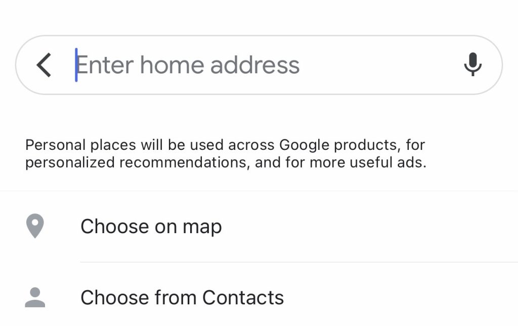 Click Choose on maps or Choose from contacts
