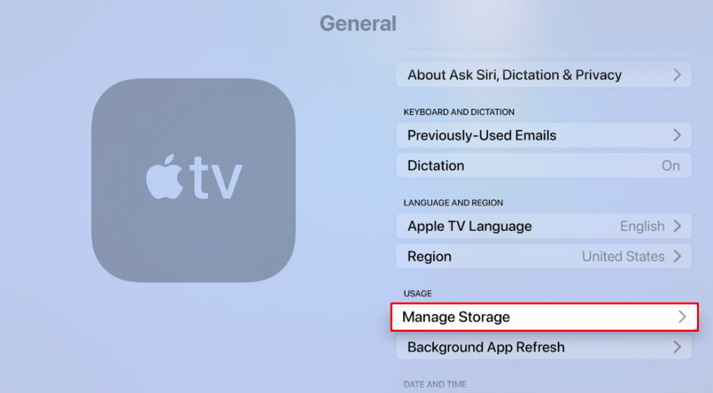 Click on the Manage Storage option.