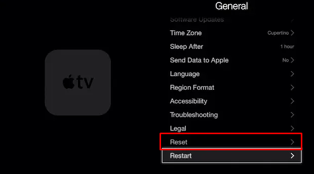 Reset you Apple TV.