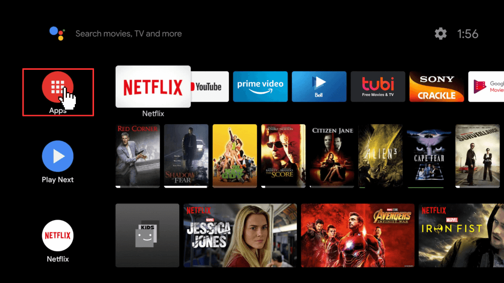 Go to the Apps section on Android TV