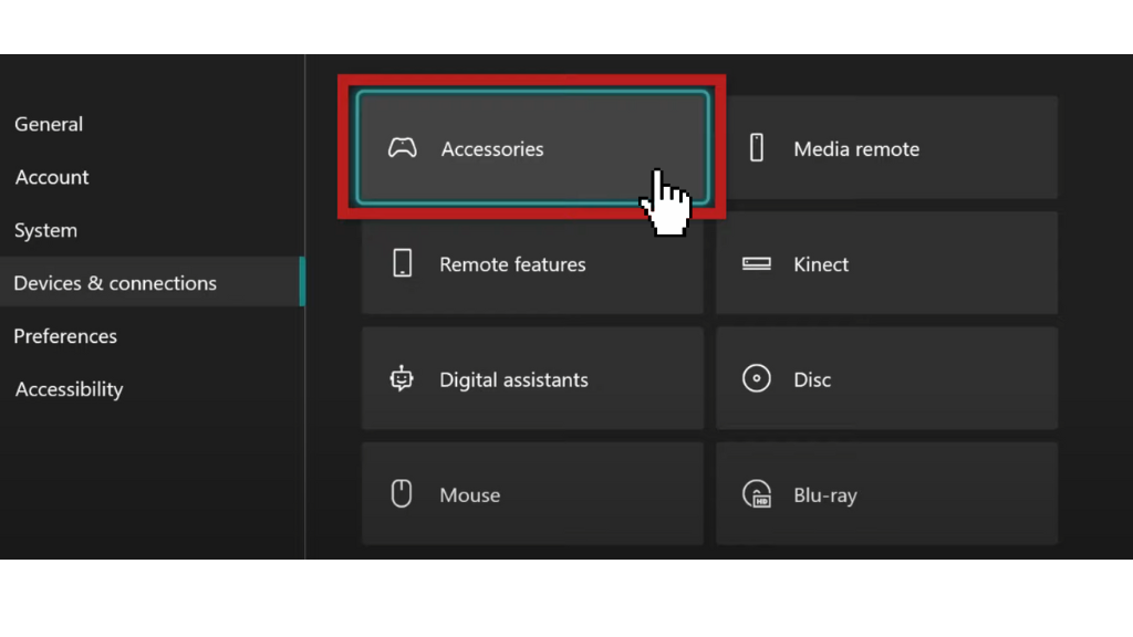 Tap on the Accessories option