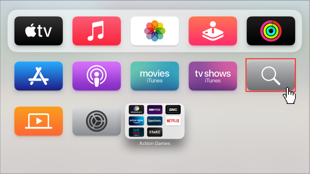 tap-on-the-search-icon on Apple TV