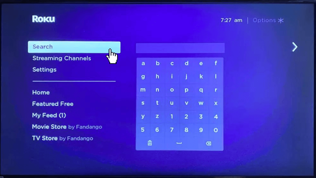 tap-on-the-search on Roku 