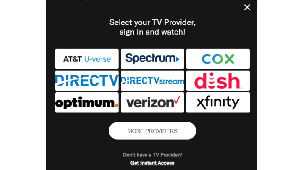 Select your cable TV provider